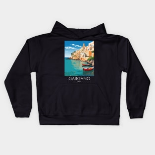 A Pop Art Travel Print of Gargano - Italy Kids Hoodie